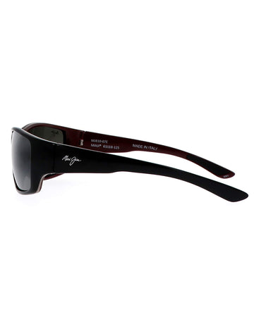 Maui Jim Local Kine 810-07E Shiny Black Grey and Maroon / Neutral Grey Polarised Lenses