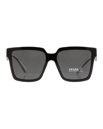 Prada PR 24ZS 1AB5S0 womens square sunglasses black plastic frame and grey lenses