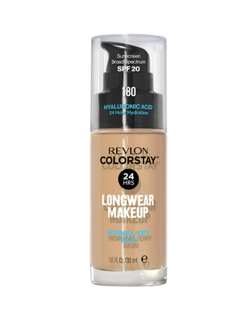 Revlon ColorStay Liquid Foundation Makeup, Normal/Dry Skin, SPF 20, 180 Sand Beige, 1 fl oz.