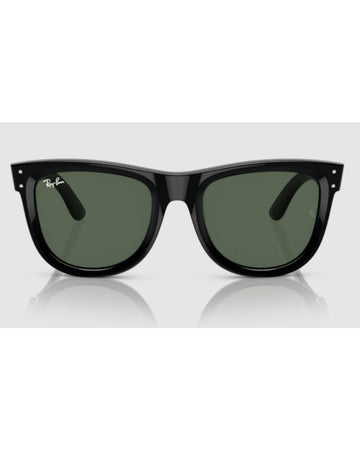 Ray-Ban Reverse 0RBR0501S 6677VR Square Sunglasses, Black/Dark Green