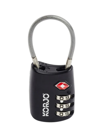 KORJO TSA FLEXI 3 DIAL CABLE COMBINATION LOCK LACK TSA FC