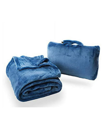 Cabeau Fold n Go Travel and Throw Blanket Plus Compact Case - Blue