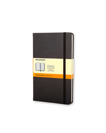 Classic Hard Cover Notebook Ruled Large Black