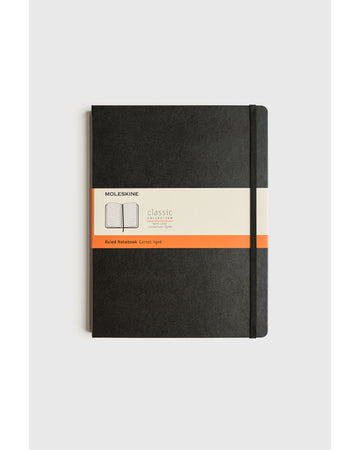 Classic Hard Cover Notebook Ruled Extra Large Black