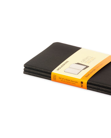 Cahier Notebook 3 Set Ruled Pocket Black