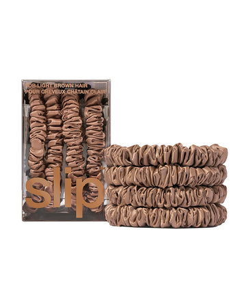 slip pure silk back to basics skinny scrunchies - auburn