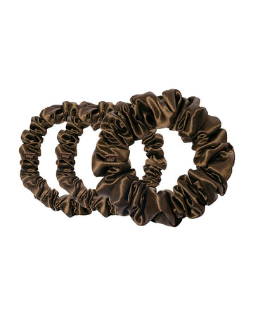 slip pure silk back to basics assorted scrunchies - dark brown